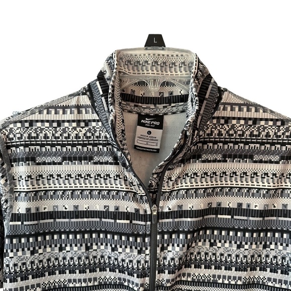 Nike Pro Dri-Fit Aztec Half Zip Pull Over Thumbholes Logo Pullover Women's Sz. L - Picture 5 of 13